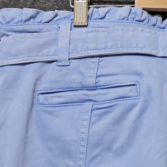 Crown & Ivy Trouser Pants Womens Size 8 Cotton Blend Light Blue Tapered Belted - Picture 11 of 16